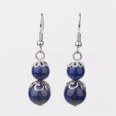 Lapis Lazuli Dangle Earrings EJEW-JE02206-03-1