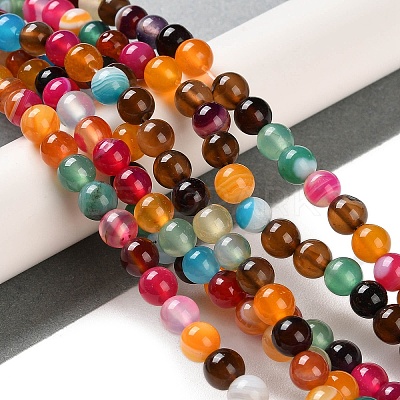 Natural Striped Agate/Banded Agate Beads Strands X-G-Z060-A01-A07-1