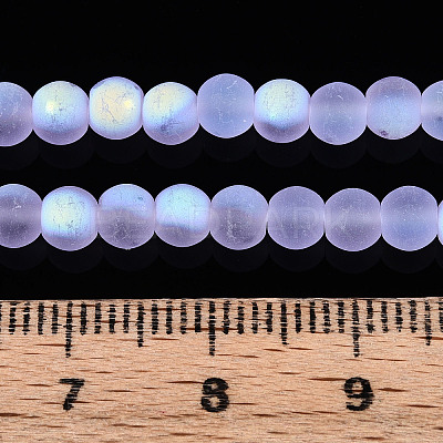 Frosted Transparent Glass Beads Strands GLAA-T032-T4mm-MBB01-1