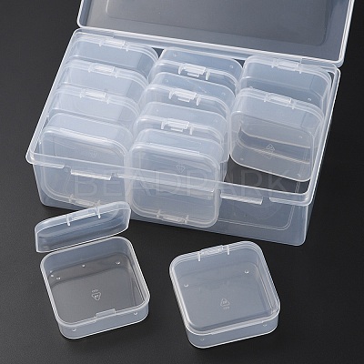 12Pcs Square Plastic Organizer Beads Storage Containers CON-YW0001-35-1