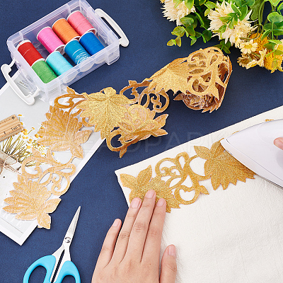 2M Floral Embroidery Iron on/Sew on Polyester Ribbon Patches OCOR-FG0001-75D-1