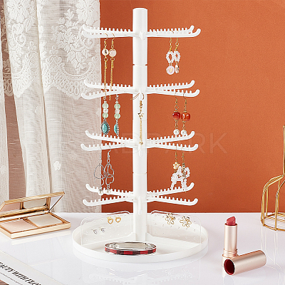 4 Tier Rotatable Plastic Earring Display Tree Stands ODIS-WH0038-41-1