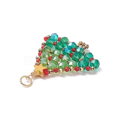 Glass Seed Bead Braided Pendants PALLOY-JF02081-1