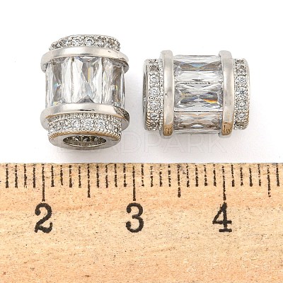 Rack Plating Brass Micro Pave Cubic Zirconia European Beads LS-KK-F089-31P-08-1