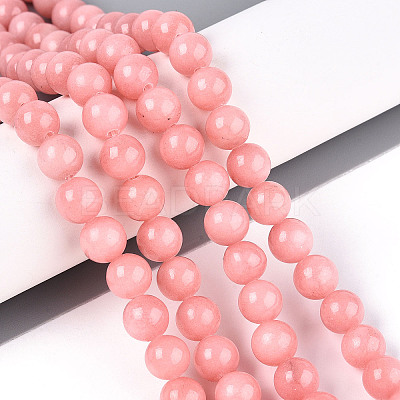 Dyed Natural Mashan Jade Round Beads Strands G-T139-8mm-67B-1