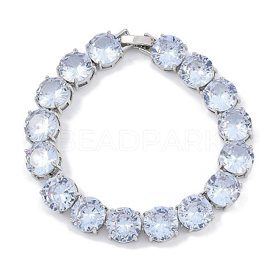 Rack Plating Brass Micro Pave Cubic Zirconia Chain Bracelets BJEW-P341-06B-P-1