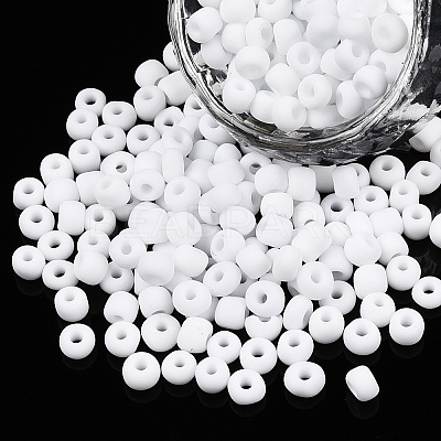 Frosted Opaque 6/0 Glass Seed Beads SEED-R029-4mm-A01-1