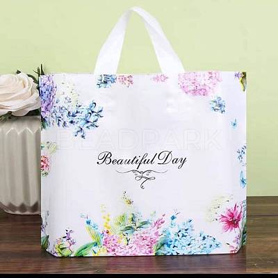 Floral Pattern Printed Plastic Shopping Bags with Handles ABAG-WH0023-14B-1