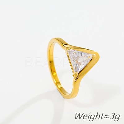 304 Stainless Steel & Cubic Zirconia Finger Rings WGD9E62-01-1