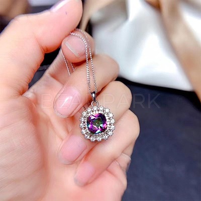 Square Alloy Rhinestone Pendant Necklace & Stud Earring & Finger Ring Sets WG30FCB-02-1