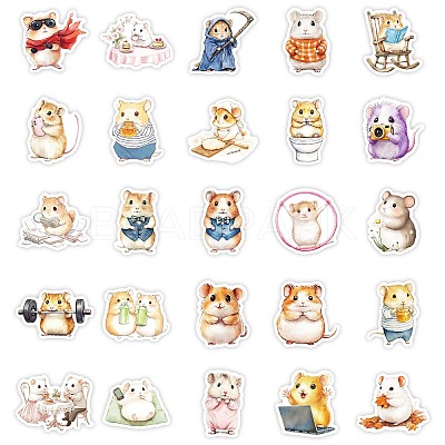 50 Pieces Cute Hamster Doodle Paper Stickers STIC-R001-27-1