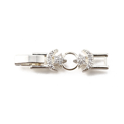 Brass Micro Pave Clear Cubic Zirconia Fold Over Clasps KK-R222-05S-1