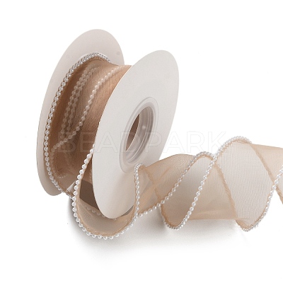 5 Yards ABS Pearl Edged Mesh Ribbon for Bowknot Making OCOR-B004-01A-04-1