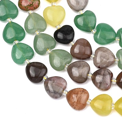 Gradient Color Natural Green Aventurine & Labradorite & Lemon Jade & Unakite & Petrified Wood Beads Strands G-B185-A07-1