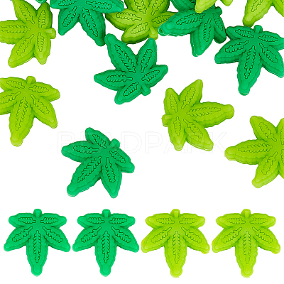24Pcs 2 Colors Maple Leaf Silicone Focal Beads SIL-GO0001-06-1