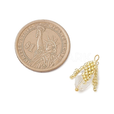 Glass Seed Beaded Bud Pendants PALLOY-MZ01096-01-1