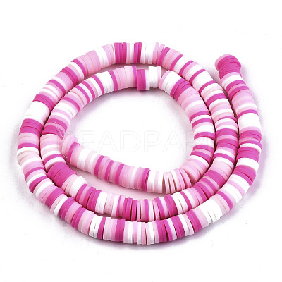 Handmade Polymer Clay Beads Strands CLAY-R089-6mm-093-1