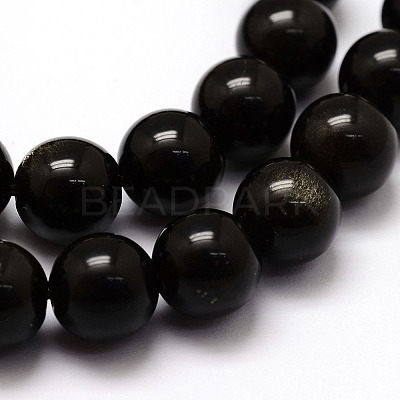 Natural Obsidian Beads Strands X-G-F364-08-10mm-1