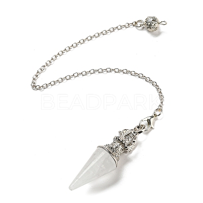 Natural Quartz Crystal Pointed Dowsing Pendulums AJEW-P113-01P-04-1