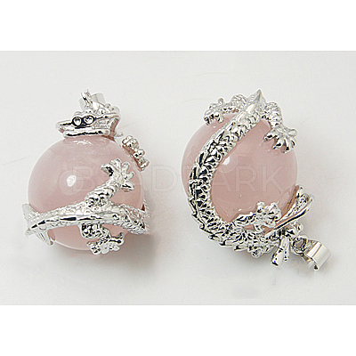 Natural Rose Quartz Pendants G-H1527-6-1
