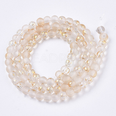 Frosted Spray Painted Glass Beads Strands GLAA-N035-03A-C10-1