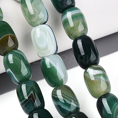 Dyed Natural Banded Agate Beads Strands G-T144-44E-1