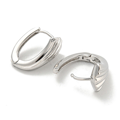 Shell Shape Brass Hoop Earrings EJEW-L211-011B-P-1