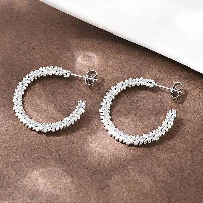 304 Stainless Steel Woven C-Shaped Stud Earrings EJEW-P324-07P-1