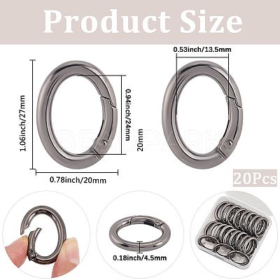 20Pcs Zinc Alloy Spring Gate Rings FIND-SP0004-30B-1