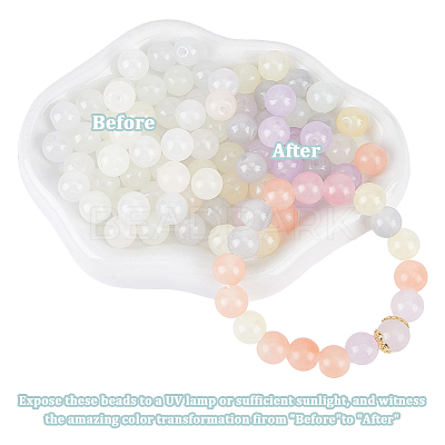 160Pcs Transparent Glass UV Reactive Beads DGLA-PA0001-10A-1
