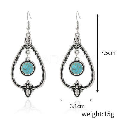 Bohemian Style Alloy Synthetic Turquoise Dangle Earrings FS-WG7654C-05-1