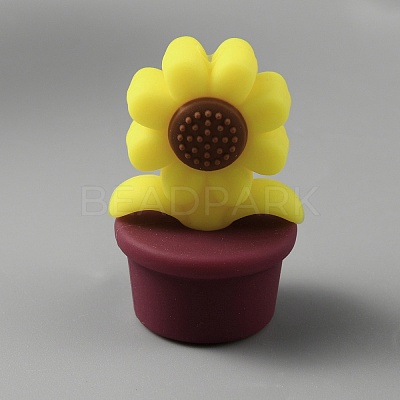 Sunflower Silicone Beads SIL-WH0008-40E-1