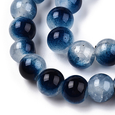 Crackle Baking Paint Imitation Jade Glass Beads Strands DGLA-T003-6mm-15-1