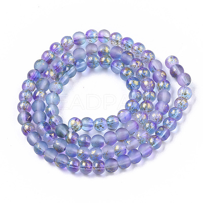 Frosted Spray Painted Glass Beads Strands GLAA-N035-03A-C05-1