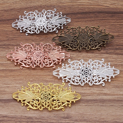 Vintage Hair Accessories Iron Hair Barrette Findings OHAR-PW0001-035G-1