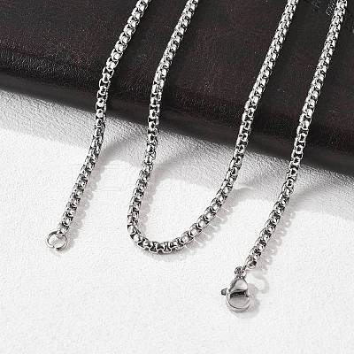 Tarnish Resistant 304 Stainless Steel Venetian Chain Box Chain Necklace Making X-STAS-A028-N031P-A-1