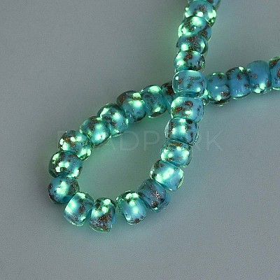 Luminous Handmade Gold Foil Glass Beads Strands FOIL-N029-02A-04-1