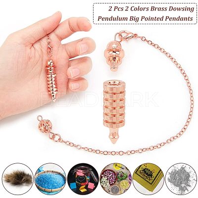 2Pcs 2 Colors Brass Coil Dowsing Pendulums KK-NB0002-80-1