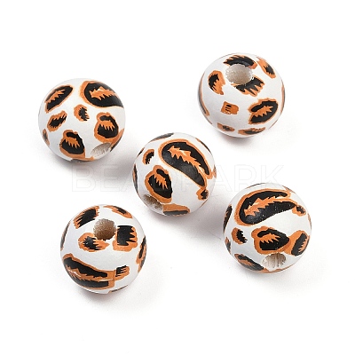 Painted Wood European Beads WOOD-F017-04A-1