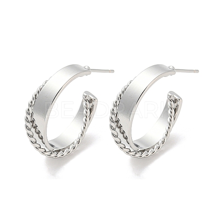 Brass Ring Stud Earrings EJEW-K264-08P-1