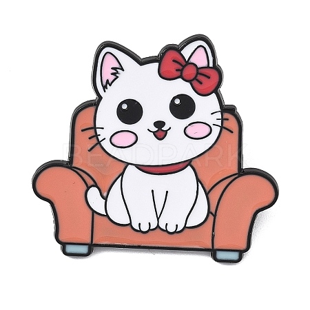 Cat Sitting in Sofa Enamel Brooches AL-I001-06EB-01-1