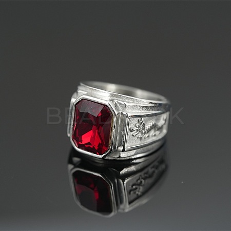 Rectangle 304 Stainless Steel with Cubic Zirconia Finger Rings for Men FS-WG909F6-39-1