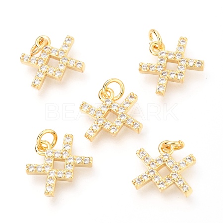 Brass Micro Pave Clear Cubic Zirconia Charms ZIRC-O036-30G-D-1