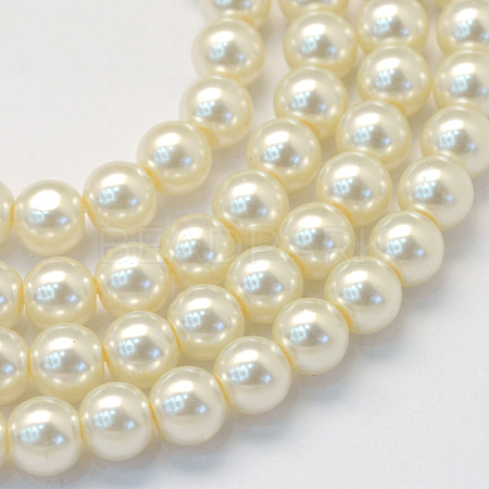Baking Painted Pearlized Glass Pearl Round Bead Strands HY-Q003-10mm-02-1