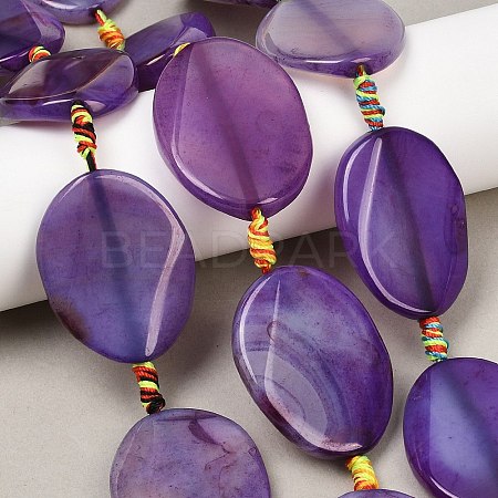 Natural Banded Agate Beads Strands G-P605-L02-05-1