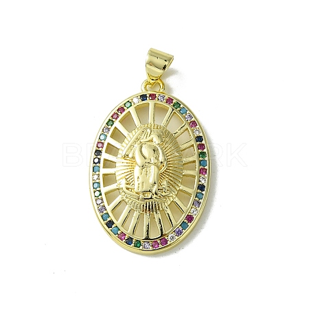 Real 18K Gold Plated Brass Micro Pave Clear Cubic Zirconia Pendants KK-H472-34G-01-1