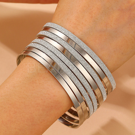 8Pcs Alloy Bangle Set for Women WG160B4-02-1