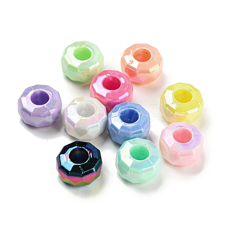UV Plating Rainbow Iridescent Acrylic European Beads X-MACR-P040-13-1