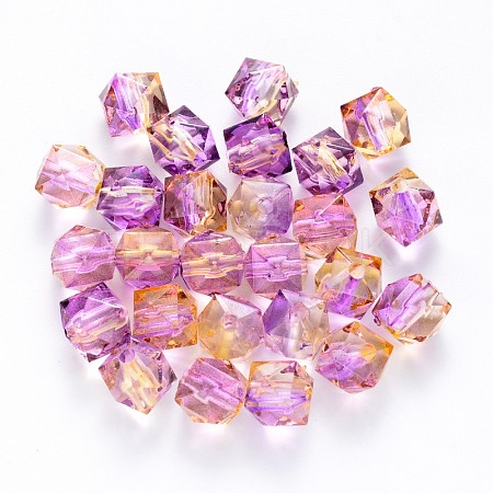 Two Tone Transparent Spray Painted Acrylic Beads ACRP-T005-26I-1