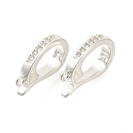 Rack Plating Brass Micro Pave Clear Cubic Zirconia Enhancer Shortener Bails KK-F883-13S-1
